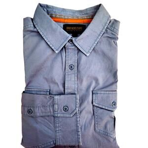 Brothers & Sons Long Sleeve Button Down Midweight Blue Shirt Mens Sz Large NWOT